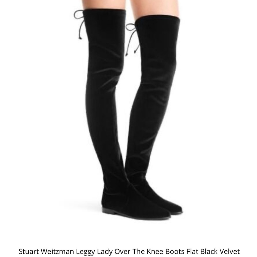 Stuart Weitzman Lowland Thigh High Black Velvet Boot